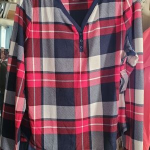 Vibrant Plaid V-Neck Shirt